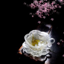 Plateaux de thé Blossoms Cherment Mug Sauce en verre plateau de thé à la main de style chinois à la main