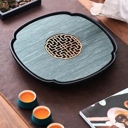 Theebladen Chinese Golden Tray luxe accessoires Water geabsorbeerd kantoor onregelmatige Bandeja para cha keukenbenodigdheden wz50