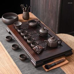 Plateaux à thé en noyer chinois Chaban, Gongfu goutte à goutte rectangulaire en bois, accessoires De cuisine en bambou