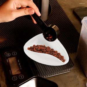 Plateaux de thé grains de café Playage de dosage pur scoop en céramique blanc pur avec des accessoires de cuisine à la maison chinoise sans glissement