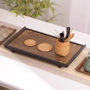 Trays de thé café plateau en usage de thé Kettle Kitchen Plate Bureau vintage Bamboo Food Servant Accessoires
