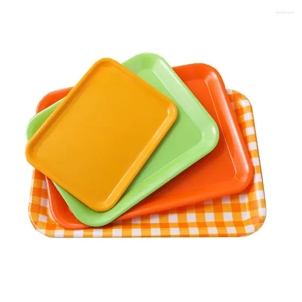 Plateaux de thé coloré plateau en mélamine nordique rectangle fruit tasse pain maison maternelle enfants mangeant 1pc