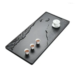 Bandejas de té Desk Stone Valet Valet Vaskge Vintage Pu Erh Agua Absorbida Bandeja Accesorios de oficina rectangulares