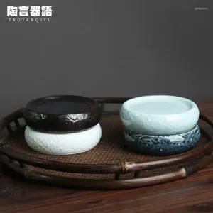 Plateaux de thé à la main en céramique en relief en cas de motif de nuage à la main