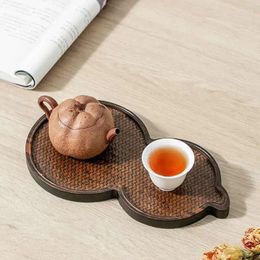 Plateaux à thé en bambou lourd, tapis de Table, soucoupe, Pot Zen, petit ensemble ménager, service de café