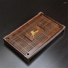 Theebladen paardenpatroon houten lade drainage wateropslag set laden bord tafel Chinese ceremonie tools