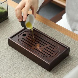 Bandejas de té japonesas, bandeja portátil para servir, viaje Zen, Mini drenaje de madera de bambú a pequeña escala, juego de tablero exquisito para exteriores