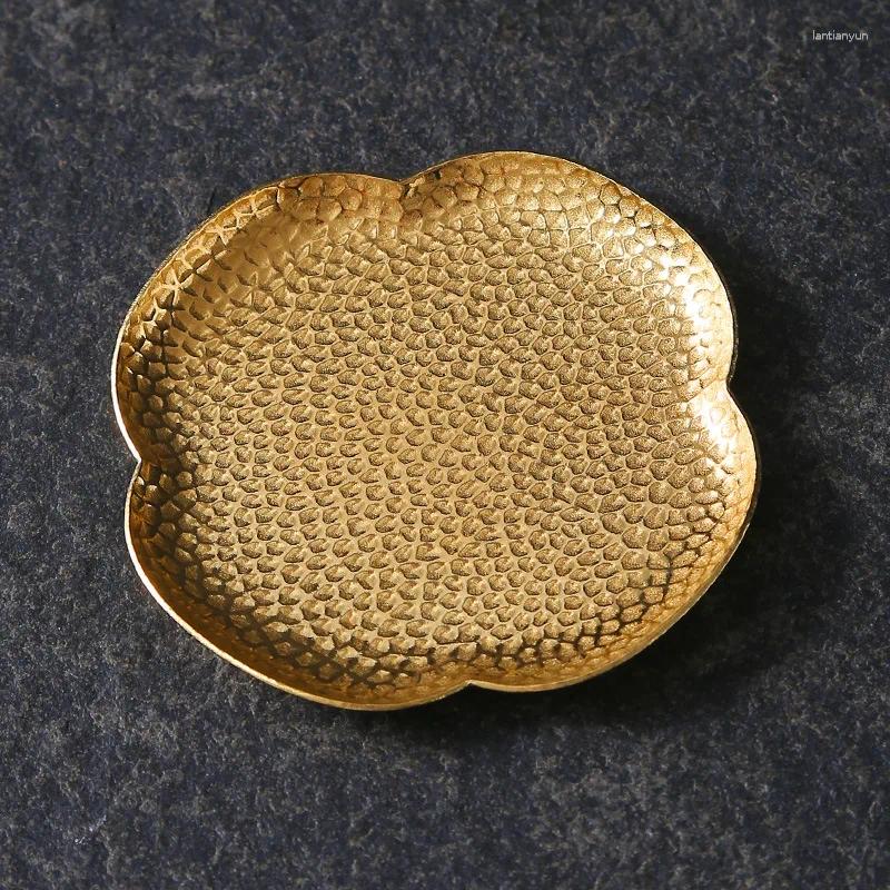 ティートレイ日本の純粋な銅カップパッド料理kungfuホルダーアンチスカローディング断熱式セットセット