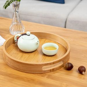 Theebladen Japanse stijl bamboe ronde dienblad eten bord snack desert creatief bakbrood fruitgerechten drinken schotel