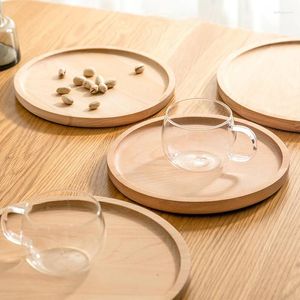 Plateaux de thé Style japonais Plate en bois rond Pain de pain à la maison Snack à casse