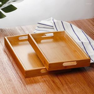 Plateaux de thé Grand plateau de table en bambou créatif minimaliste en bois de service de service d'oeuf Bandeja Vassoi Cuisine Accessoires Cadeau