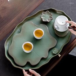 Plateaux de thé grande ménage de luxe en céramique drainage créatif bandeja para cha cuisine fournitures wz50