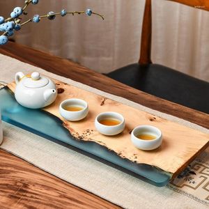 Bandejas de té de gran tamaño bandeja de resina de madera de gran tamaño Siring para la ceremonia de la ceremonia El desayuno del tablero