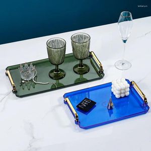 Plateaux de thé légers luxe drainage tasse assiette salon rangement de rangement plate en verre