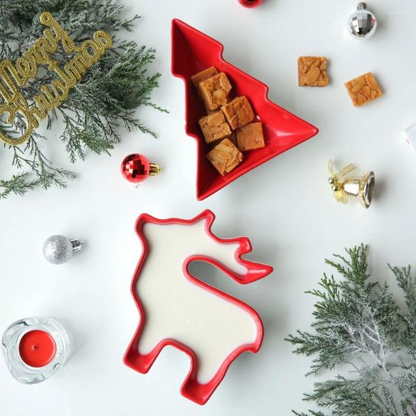 Plaes de thé Cadeaux Joyeux Noël Créatif Desserts en céramique