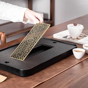 Theebladen metalen steen Japanse lade afvoer moderne zwarte tafel decoratieve rechthoek vassoio decorativo kwaliteit kamer zp50cp