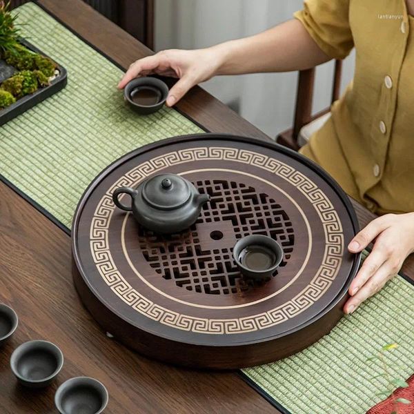 Plateaux de thé Bamboo Natural Bamboo Tray de haute qualité Chinese Board Drainage Drainage ACCESSOIRES DE CUIE ACCESSOIRES