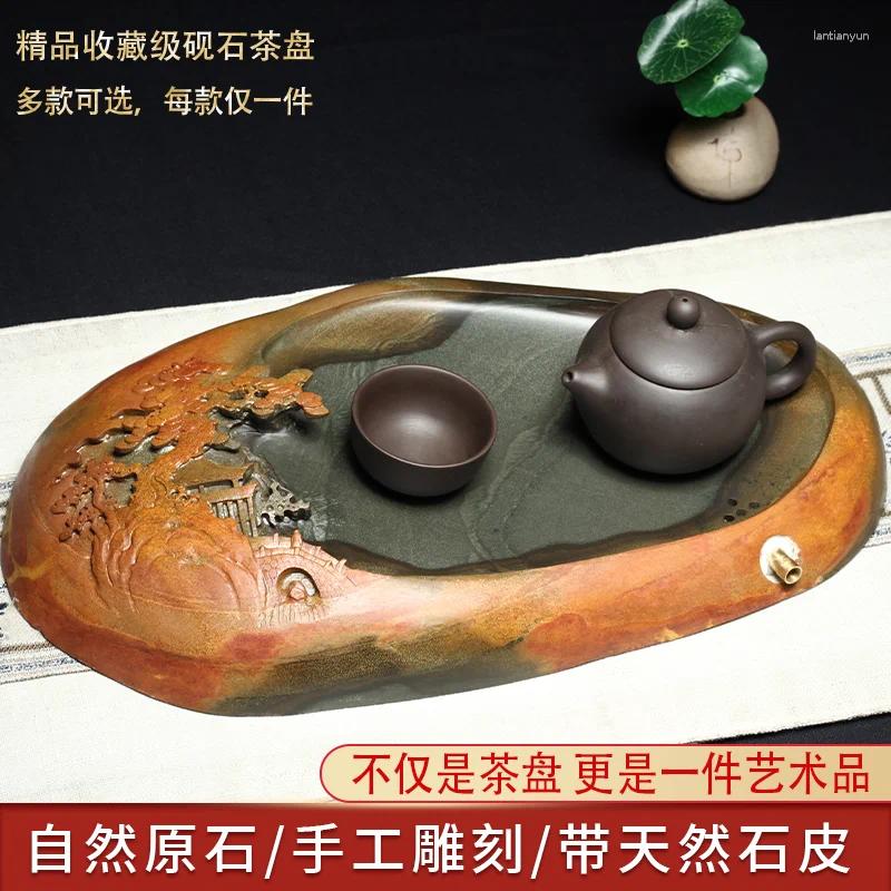 Tea Trays Plate She Inkstone Table Natural Stone Wet Soaking Set