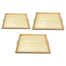 Plateaux de thé plateau en bois rectangulaire avec poignée petit-déjeuner polyvalent pour la nourriture pour dîner collations bourse des matériaux montessori