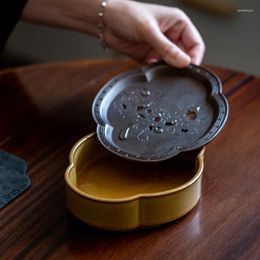 Plateaux de thé Rétro Taihu Lake Stone Pattern Begonia Pot Pot Small Ceramic High Foot Copper Burner Table