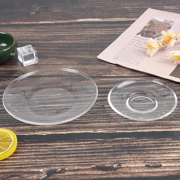 Plateaux de thé assiettes en verre rond Soucoupes transparentes tasse de bureau