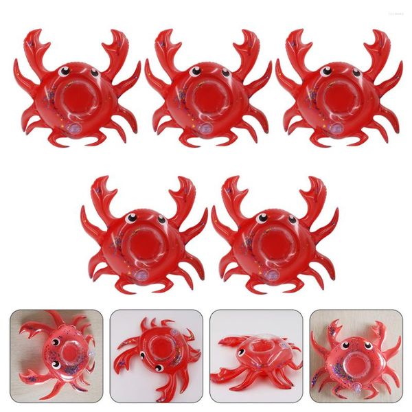 Plateaux à thé en forme de crabe à paillettes, porte-gobelet en PVC, flotteurs de boissons de piscine, décorations d'été