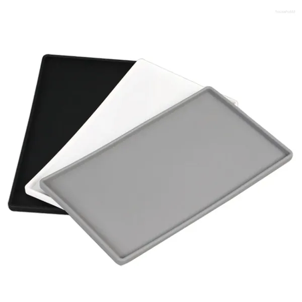 Plateaux de thé Silicone sans glissement en plastique plate plate moule mou 255 mm porte-bouteille carré Savon de salle de bain torsadé antidérapant