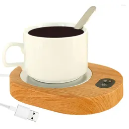 Plateaux à thé intelligents, chauffe-tasse à café, chauffage électrique pour le lait et l'eau, Rechargeable par USB, plaque à grains de bois à la mode