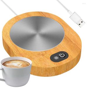 Plateaux à thé chauffe-café intelligent tasse chauffante tasse USB plaque de Grain de bois Rechargeable pour tasses en verre en céramique