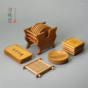 Plateaux de thé table de table de cuisine Produit de cuisine en bambou tapis de tasse de bambou fait à la main