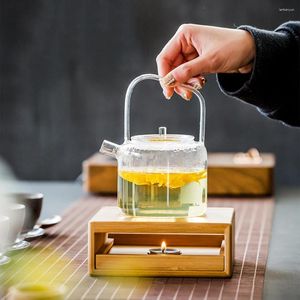 Plateaux de thé Téapot chauffage de chauffage chauffeur chaud ménage japonais bambou chauffeur de pot de pot accessoires