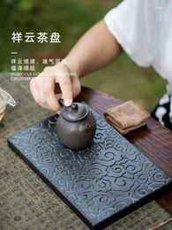 Bandejas de té Hogar de mesa pequeña Mesa de doble propósito Almacenamiento de agua Cerámica seca Cerámica