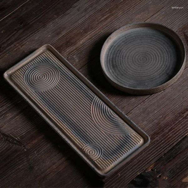 Trays à thé Manuel du plateau vintage Disque sèche Disque Disque céramique Cérémonie de table chinoise à eau simple