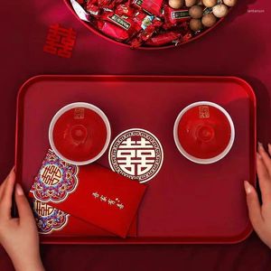 Plateaux de thé Cérémonie de mariage Frail Candy Tray salon Red Festive Set Accessor