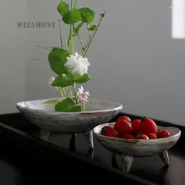 Theebladen Wizamony Handgemaakte grove aardewerk statiefplaat Antiek fruit Zen Dessert Gewoon keramiek