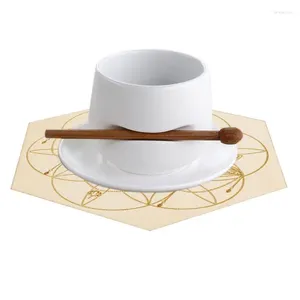 Plateaux de thé en bois en bois bois pour les boissons Natural tasse nautre support de boisson hexagone décoration coffre à café de cuisine