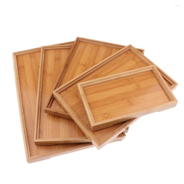 Bandejas de té de madera rectangular Siring bandeja de comida de comida de alimentos