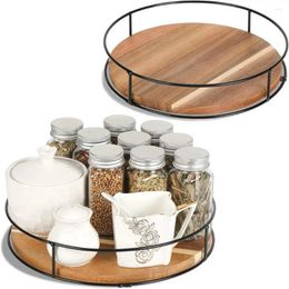 Pays à thé cuisine organisatrice en bois avec côtés en acier pour garde-manger à 360 degrés d'armoire rotative