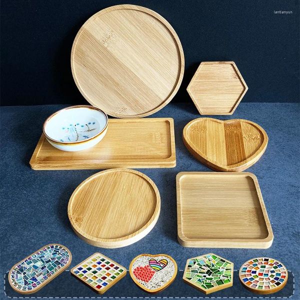 Bandejas de té de madera con ranuras de mosaico embrión kit de bricolaje aficionados juguete para niños suministros hechos a mano
