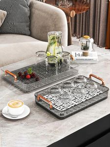 Plateaux de thé WorthBuy Living Room Tray avec poignée de grande capacité Drainage à double couche Réutilisable Ensemble de jeu détachable