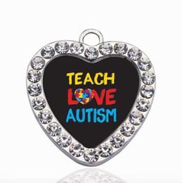 Enseigner l'amour sensibilisation à l'autisme cercle charme pendentif en cuivre pour collier Bracelet connecteur femmes cadeau bijoux accessoires 8357276
