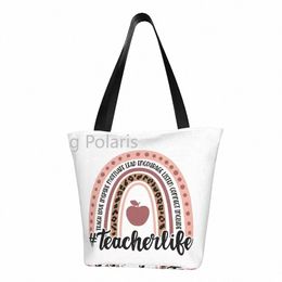 Leraar Leven Shopper Tas Regenboog Liefde Inspireren Moedigen School Handtassen Lady Print Shop Tassen Moderne Doek Draagtas H5Au #