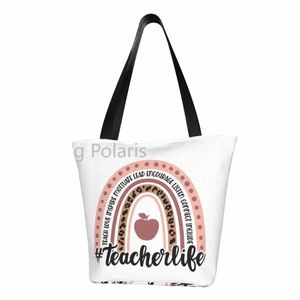 Enseignant Life Shopper Sac Rainbow Love Inspire Encourager les sacs à main scolaires Lady Print Shop Sacs Sac fourre-tout en tissu moderne H5Au #