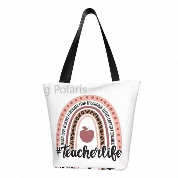 Bolsa de comprador de la vida del maestro Rainbow Love Inspire Fomentar bolsos de la escuela Bolsas de la impresión de la escuelas Bolsas modernas de tela 22UV#