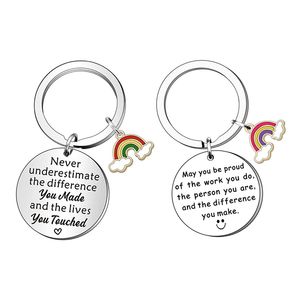 Les enseignants Journée Keychain Fashion Rainbow Pendant Key Chain Chain Car Keychains Creative Gift Keyring