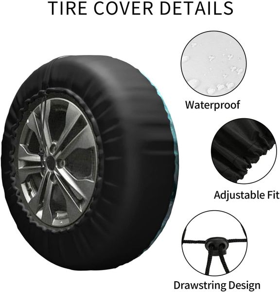 Protecteur de roues de pneu imperméable imprimé d'agate TEAL AGATE PRÉTÉRAVE POUR CAMPATEUR SUV TRACURE CARRIAL RV 14 