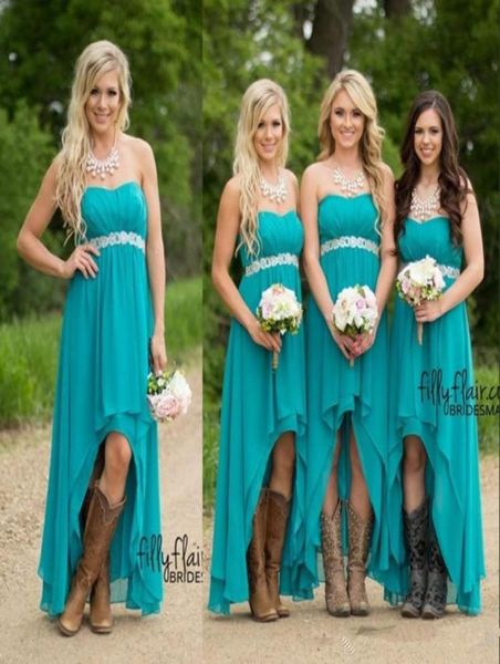 Vestidos de dama de honor de color verde azulado en la playa 2020, vestidos cortos de gasa para boda de talla grande, imperio alto y bajo, vestidos de honor de dama de honor para fiesta con cuentas para embarazadas 5416067