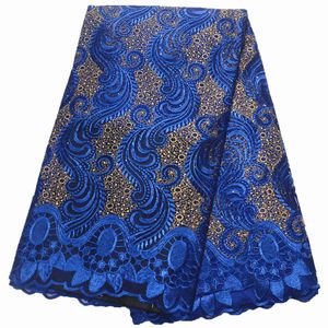 Tissu nigérian en dentelle sarcelle 2019 de haute qualité pour femmes, robe en tulle africain avec pierres, 5yards par pièce