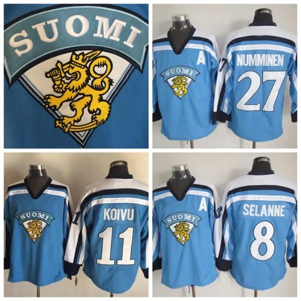 Equipo 1998 Finlandia 11 SAKU KOIVU Retro Hockey Jerseys 8 TEEMU SELANNE 27 TEPPO NUMMINEN Vintage Light Blue Hockey Jersey 2024 M-Xxxl