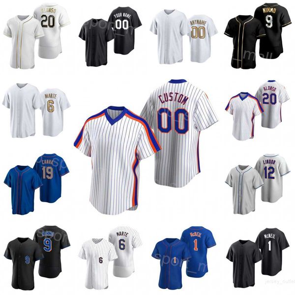 Team Baseball 20 Maillots Pete Alonso 12 Francisco Lindor 1 Jeff McNeil 9 Brandon Nimmo 19 Mark Canha 6 Starling Marte Flexbase Couture Space City Connect Homme Femme D-D-H